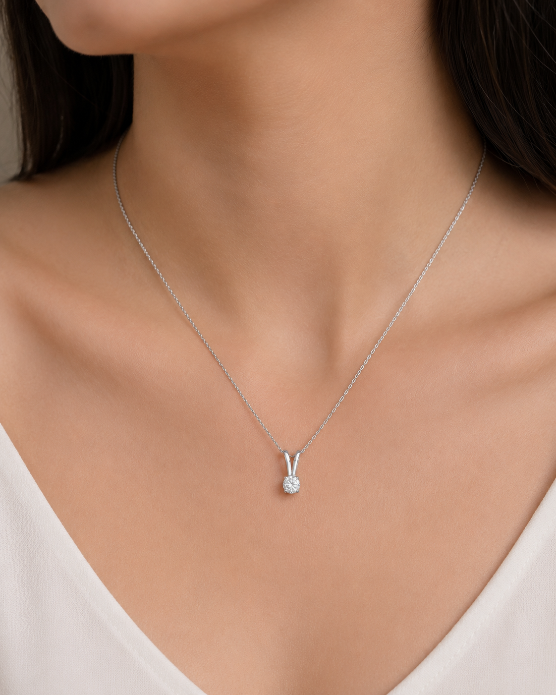14K Round LG Diamond Solitaire Pendant - .50CT