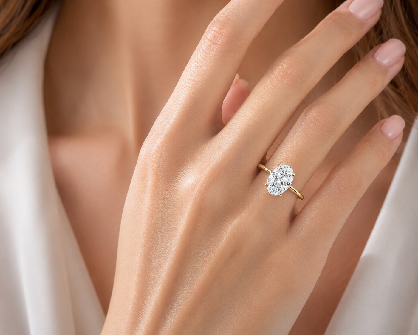 14K Oval LG Diamond Engagement Ring - 2.25TW