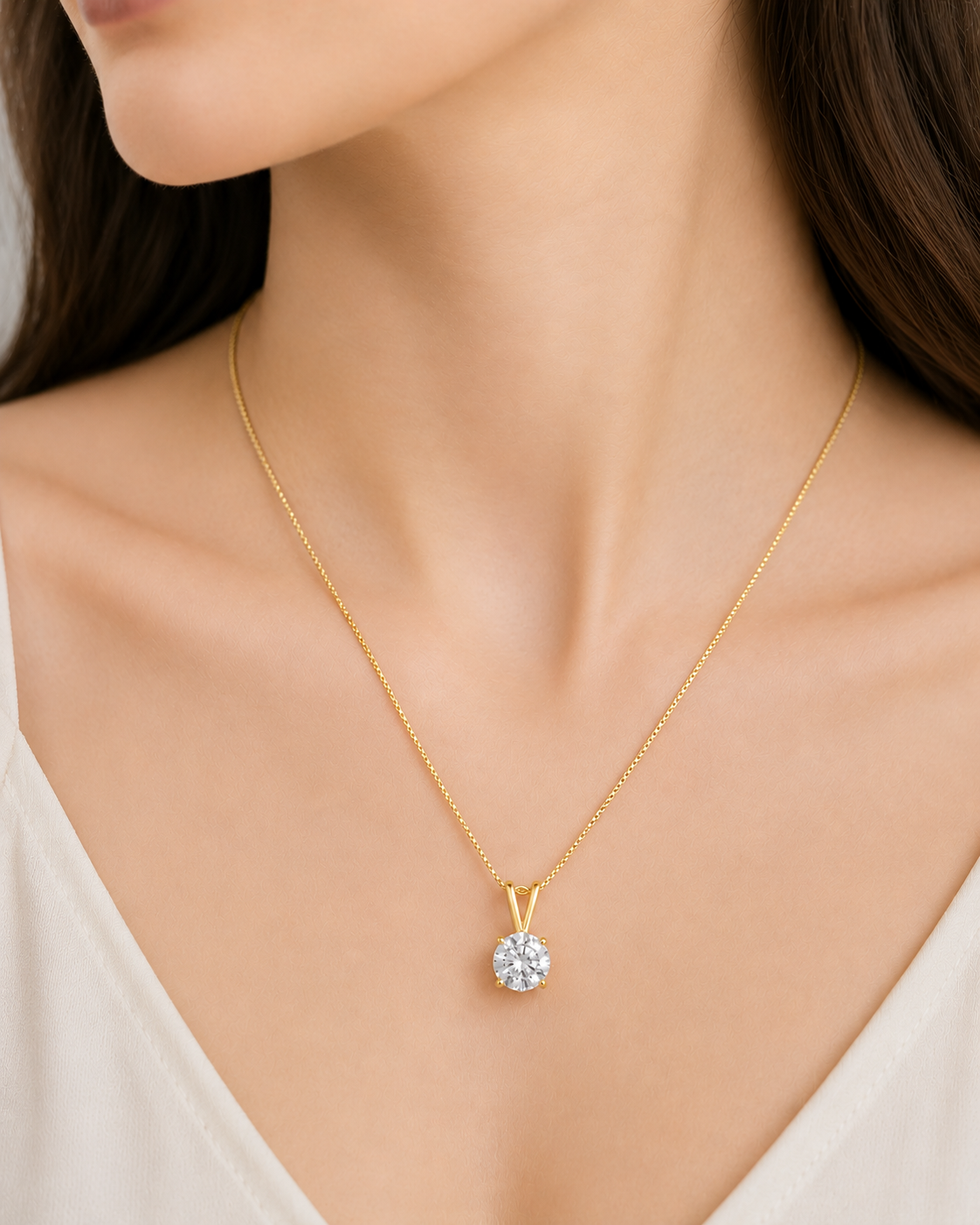 14K Round LG Diamond Solitaire Pendant - 2.0CT