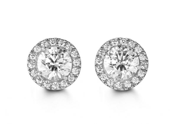 10K Gold Glory Collection White Gold Earrings- 6102
