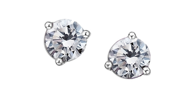 Round Gemstone Stud Earrings 10K White Gold Canada