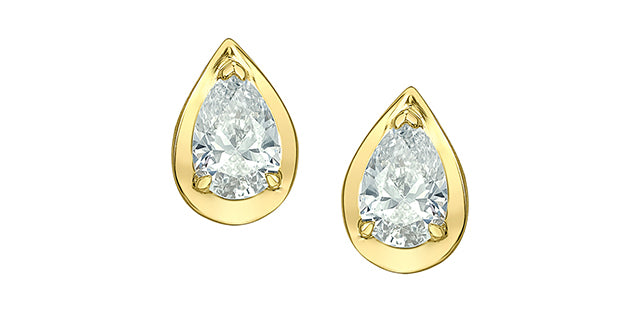 0.45ct Pear Shape Lab Diamond Trending Earrings in 10K Yellow Gold