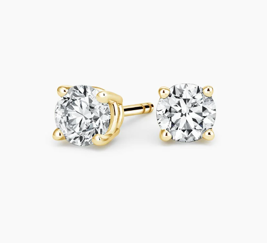 14K Round LG Diamond Solitaire Earrings - 4.0CT