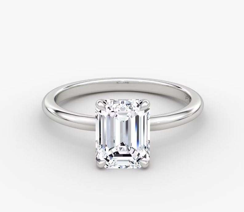 14K Emerald LG Diamond Solitare Ring - 1.0TW