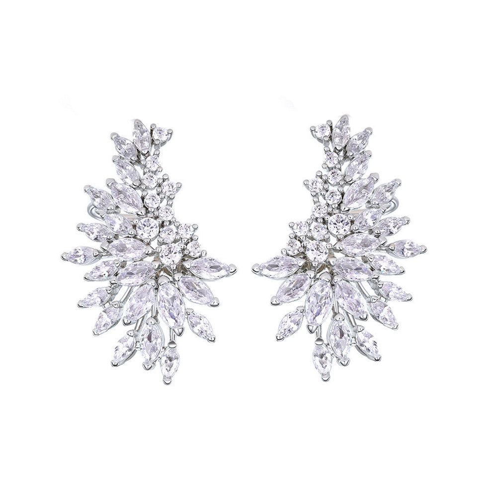 Trendy CZ Climber Ear Cuff Stud Earrings – Shiny Cubic Zirconia Piercing Jewelry for Women’s Daily & Party