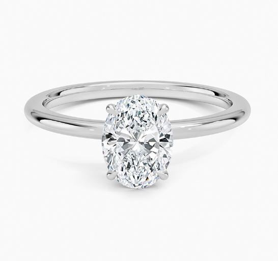 14K Oval LG Diamond Solitare Ring - 1.0TW