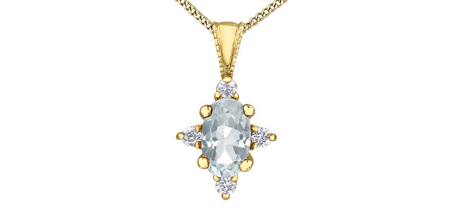 Oval birthstone pendant with diamonds 10k gold