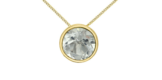 Round Birthstone Pendant 10K Gold Minimalist | Lola Jewellers