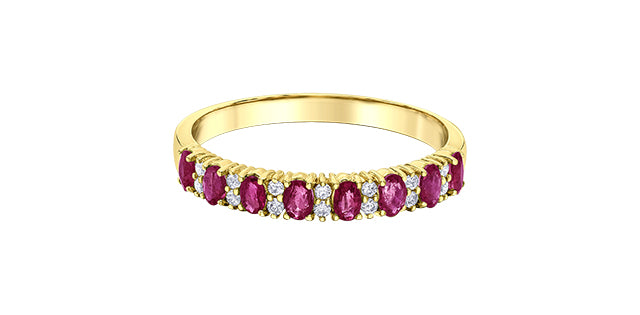 Ruby and Diamond Wedding Band 10K Yellow Gold