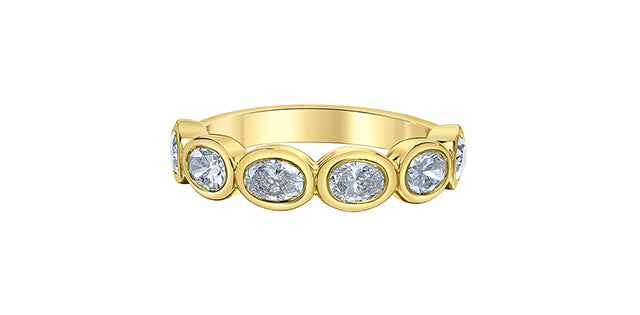 Oval Bezel Diamond Band 1.5CT 14K Gold