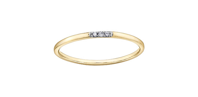 Delicate 3 Stone Diamond Band 10K Gold