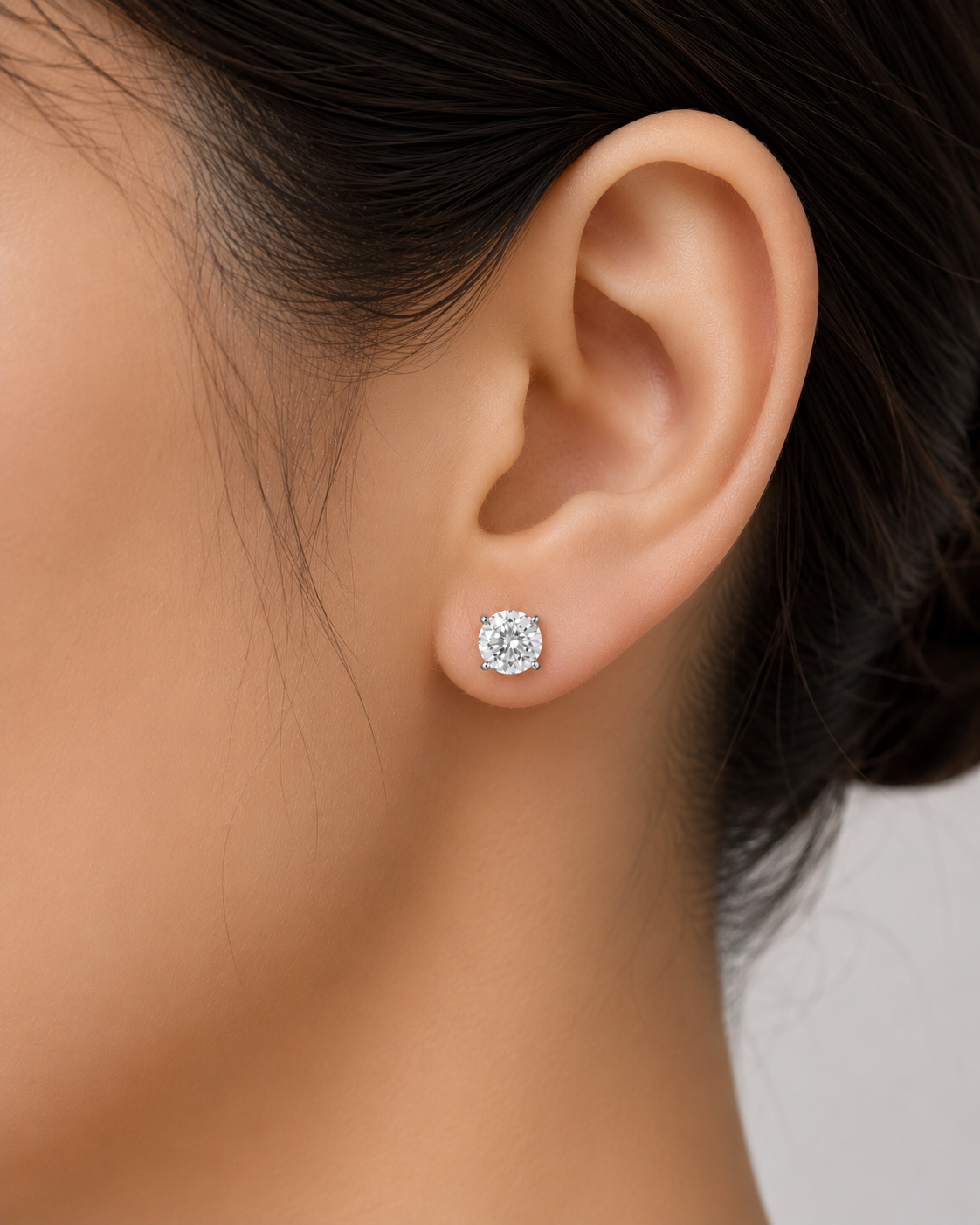 14K Round LG Diamond Solitaire Earrings - 2.0CT