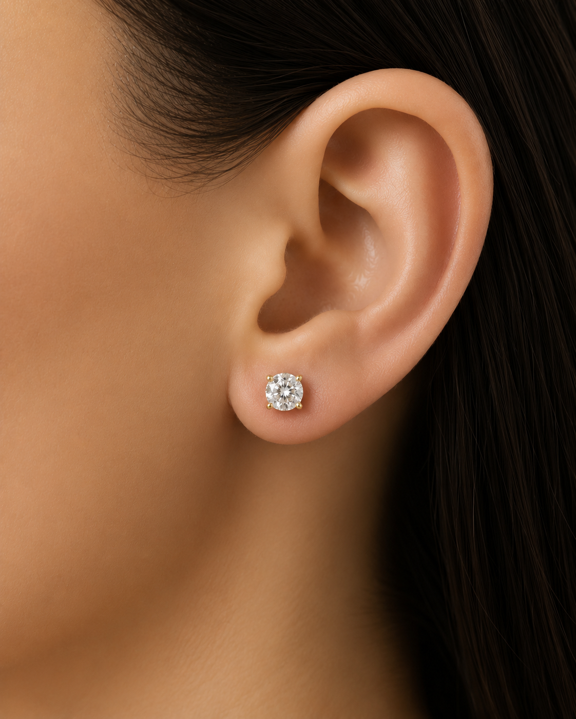 14K Round LG Diamond Solitaire Earrings - 1.0CT