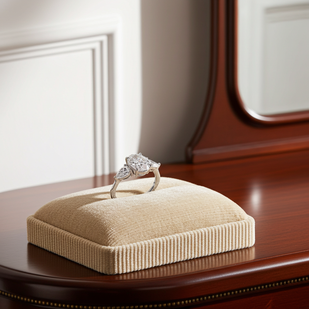 14K Oval 3-Stone Engagement Ring – 2.0 CT Center with 1.0 CT Pear Side Diamonds