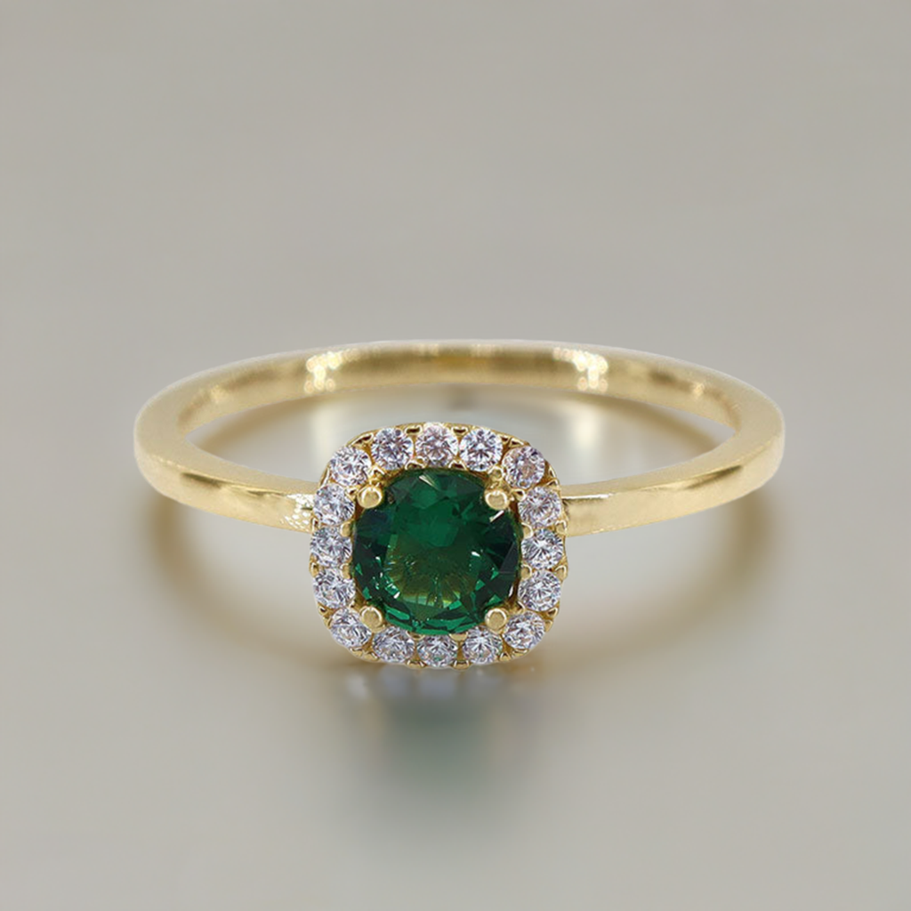 10K Gold CZ/Emerald Ring - R46