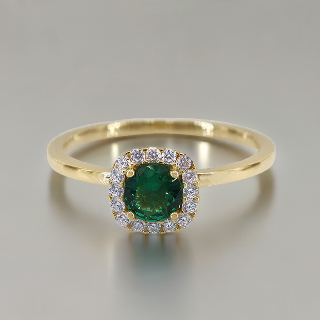 10K Gold CZ/Emerald Ring - R46