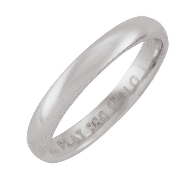 3MM Comfort Fit Domed Top Platinum Wedding Band