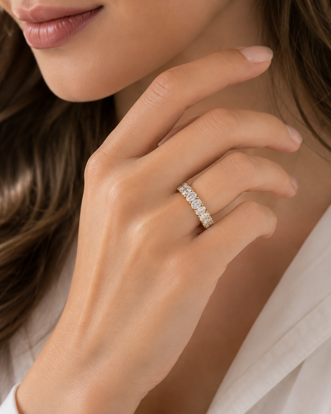 14K Oval-Cut Diamond Eternity Band – 5.00 CTW