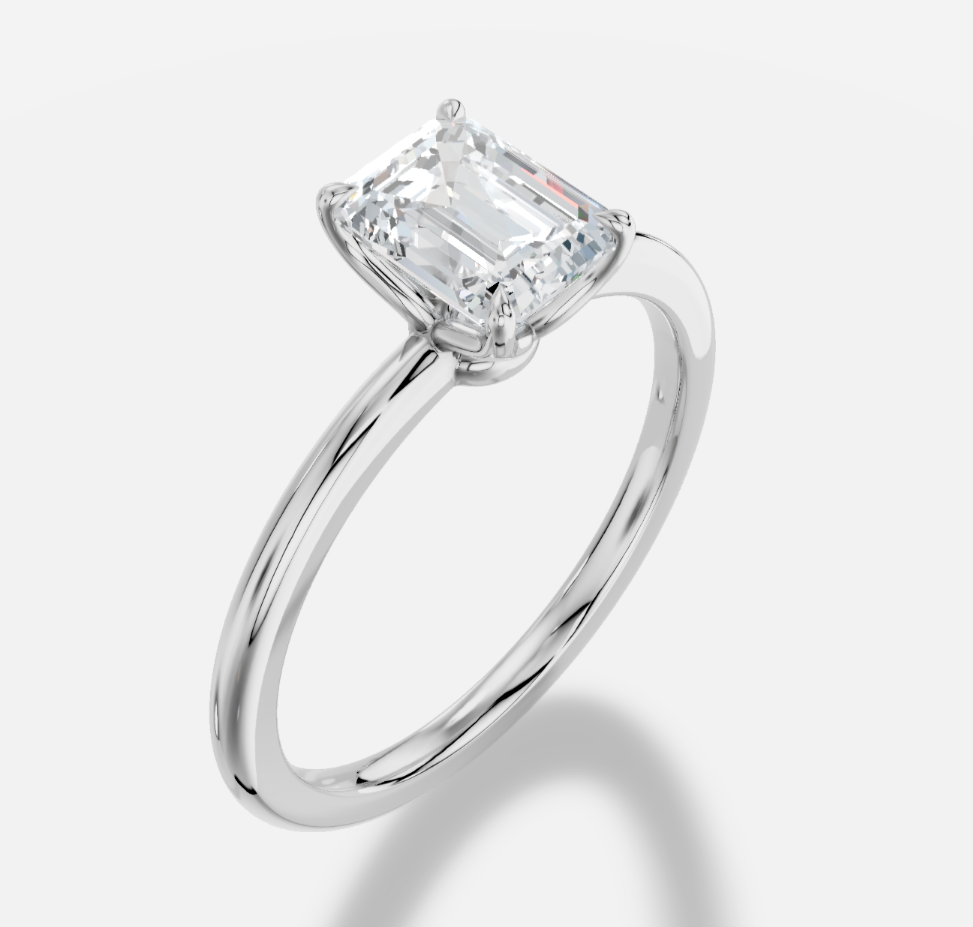 14K Emerald LG Diamond Solitare Ring - 1.0TW