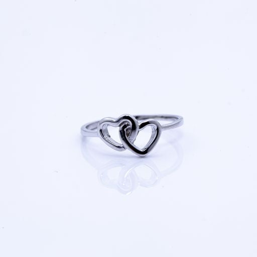 925 Sterling Silver Ring with 2 Heart