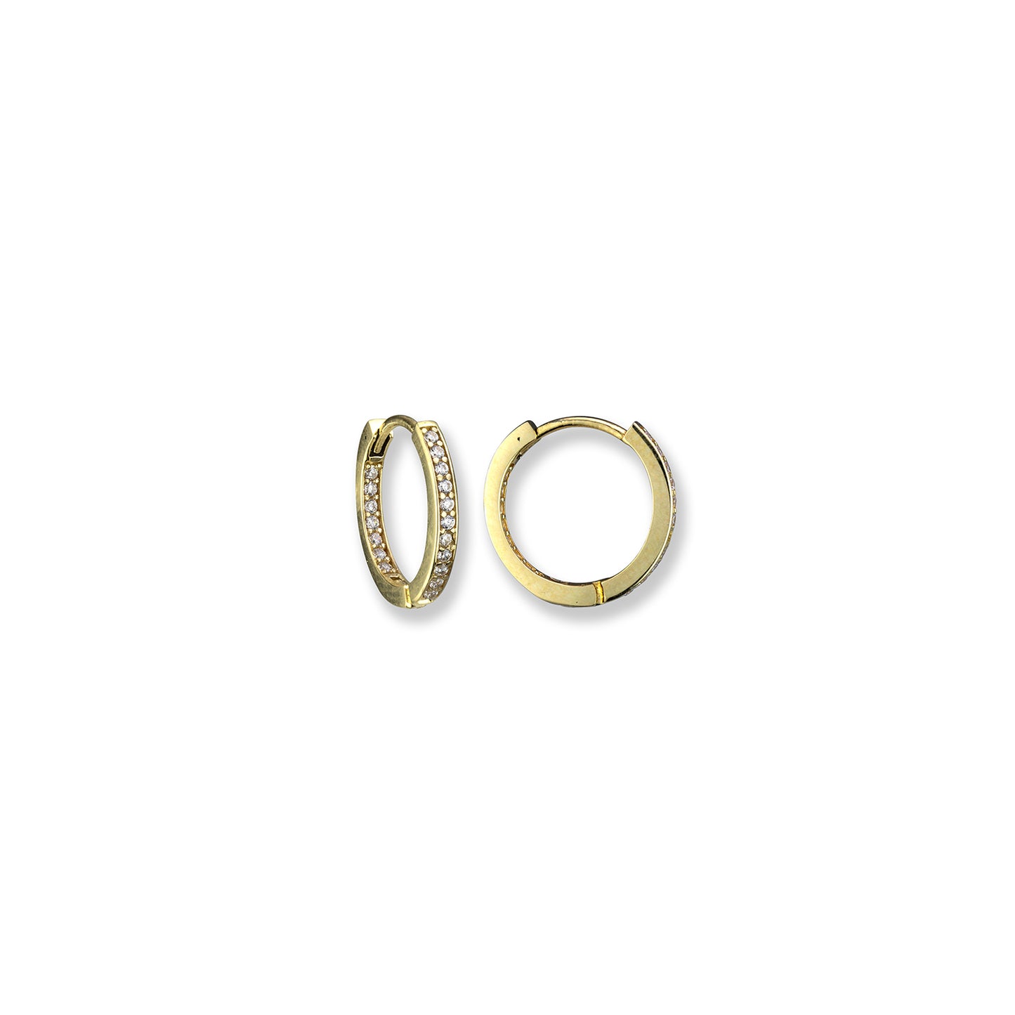 10K Yellow gold CZ Hoops Earrings - 1208