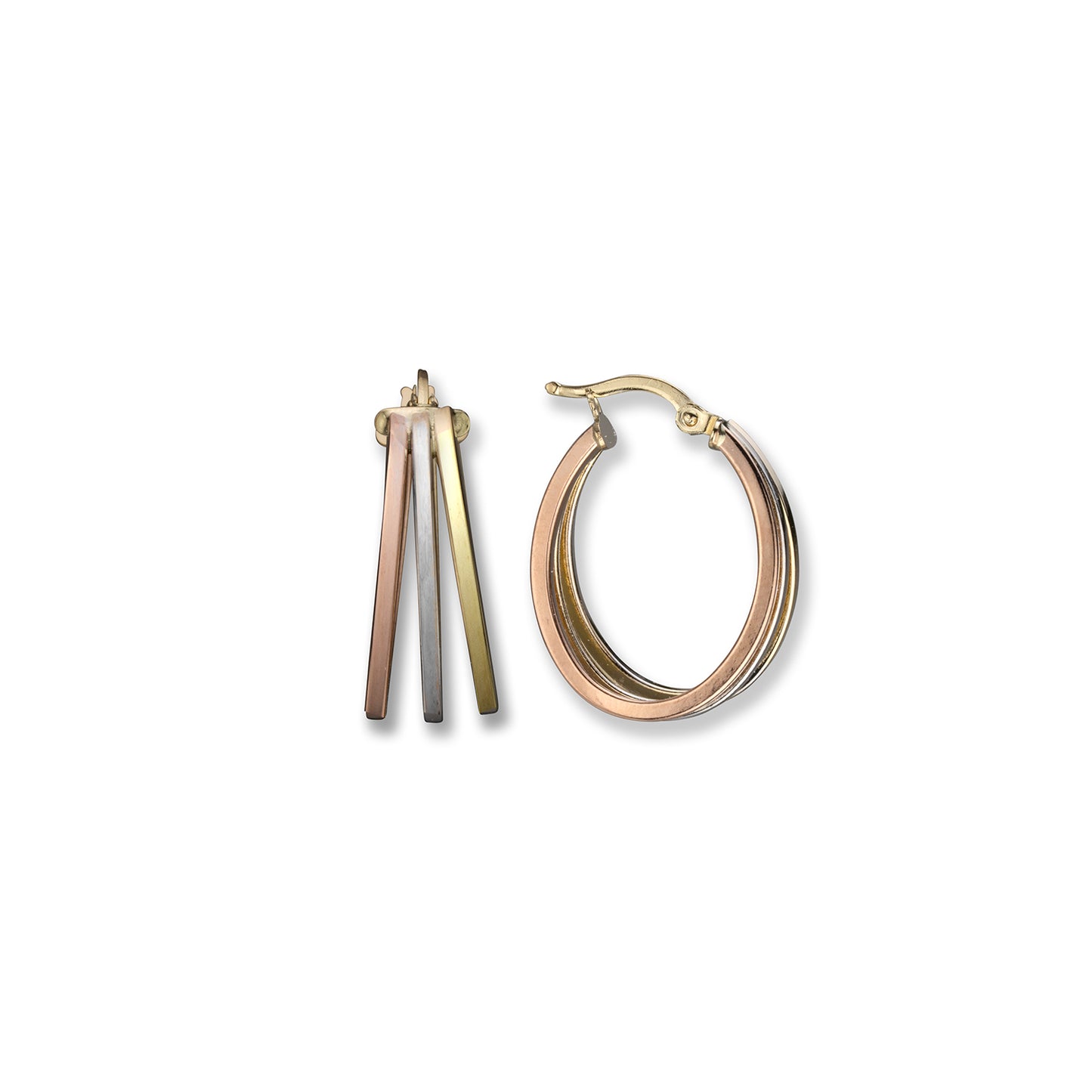 14K Tri-Color Gold Hoops Earrings - 2418