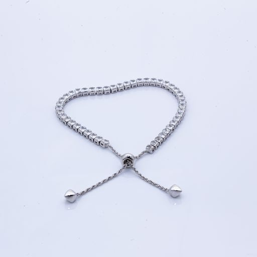 Clear Stone-Sterling Silver Bracelet