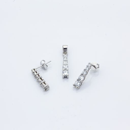925 Sterling Silver Set - Drop Earring and Necklace