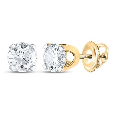 14k Screw Back Diamond Stud Earrings - 0.70CT TW