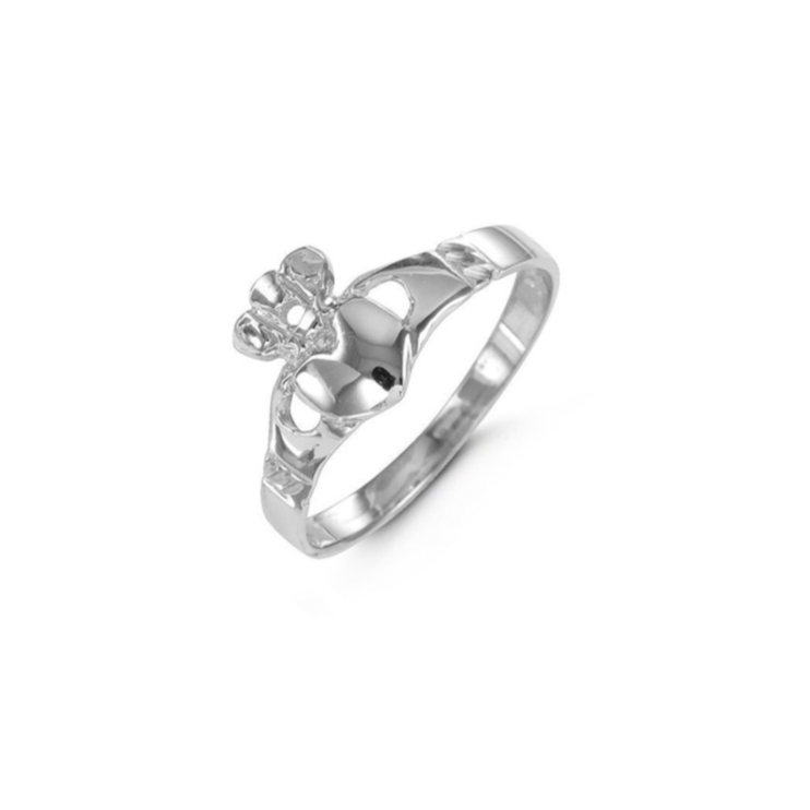 10K White Gold Claddagh Ring - 7851