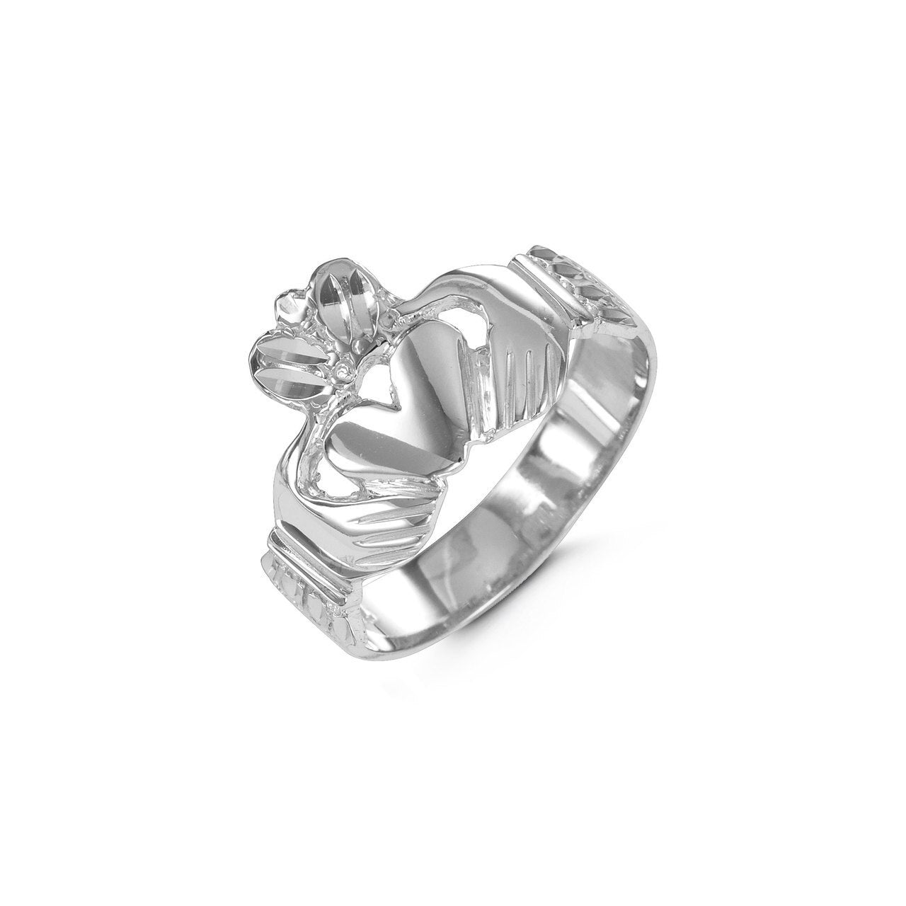 10K White Gold Claddagh Ring - 7854
