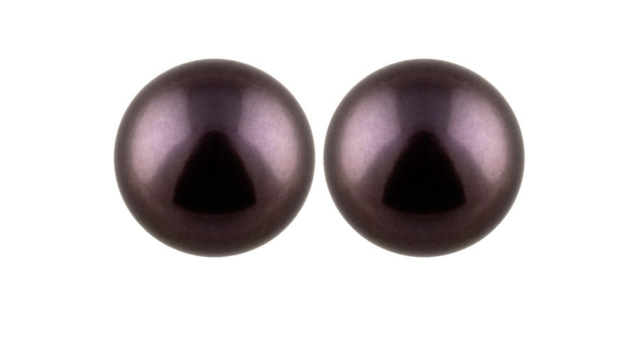18K Black Pearl Stud Earrings - LJ