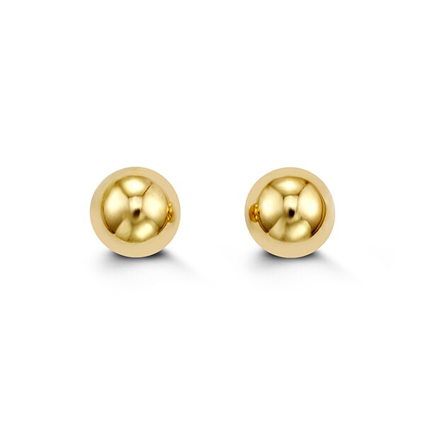 14K Yellow Gold Ball Stud Earrings - Round