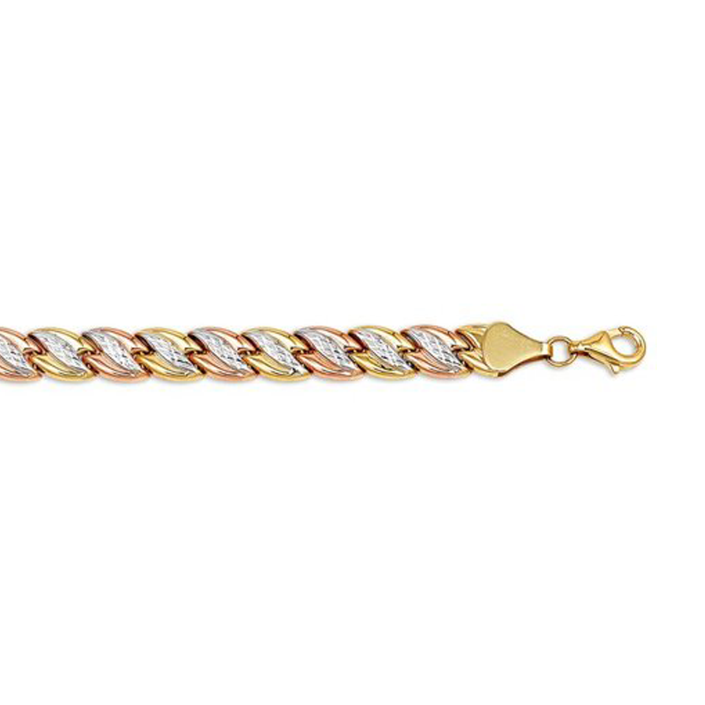 10K White and Yellow and Rose Gold Ladies Bracelet - Cleo 9105