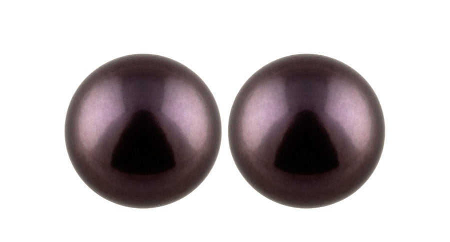 18K Black Pearl Stud Earrings - LJ