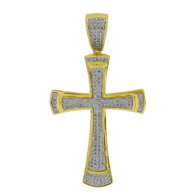 925 Sterling Silver Cross Pendant with CZ-CHCZ7115-RH