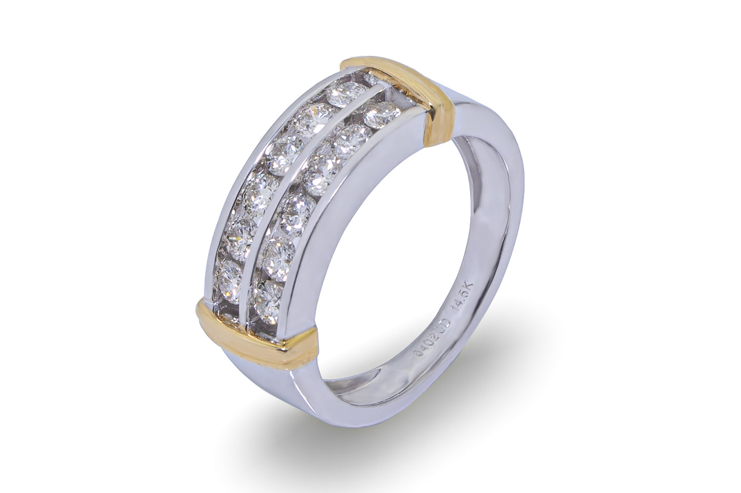 Unazë me grup diamanti prej ari të bardhë 14K - 1,00 CT