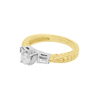 14K Yellow Gold Diamond Cluster Ring - 0.57CT