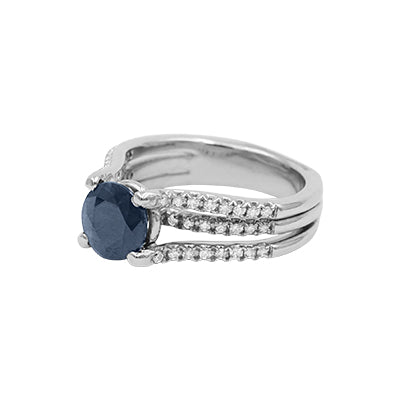 Safir dhe diamant blu klasik 14K