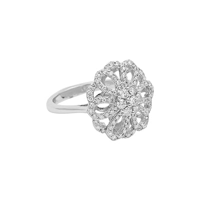 Unazë me grup diamanti prej ari të bardhë 14k - 0,82 ct