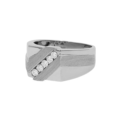 14k White Gold Diamond Men's Ring