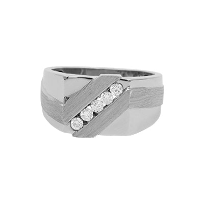 14k White Gold Diamond Men's Ring