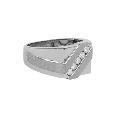 14k White Gold Diamond Men's Ring
