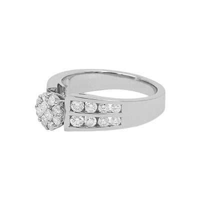 Unazë fejese me diamant prej ari të bardhë 14 k - 1,0 cent.