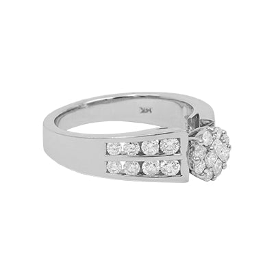 Unazë fejese me diamant prej ari të bardhë 14 k - 1,0 cent.