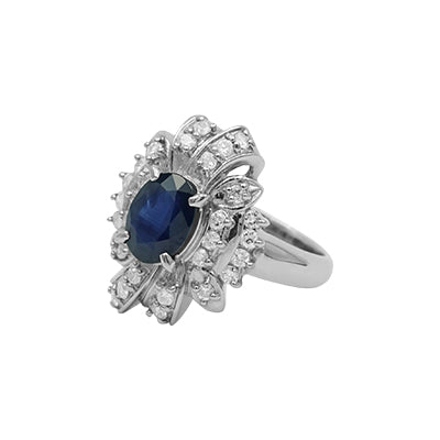 Oval Ruby Ring with Floral Halo