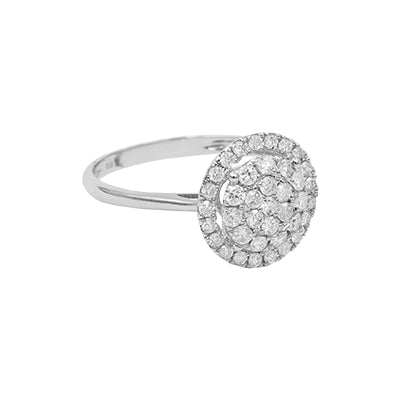 Unazë fejese me diamant prej ari të bardhë 18k - 0,75Kt.