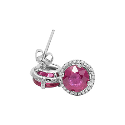 14K Ruby White Gold / Diamond Earrings