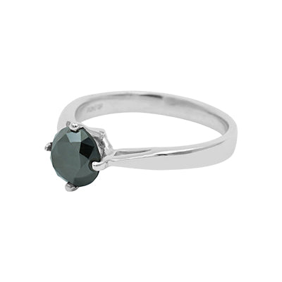14K White Gold Black Diamond Ring Ring - 1.00Ct