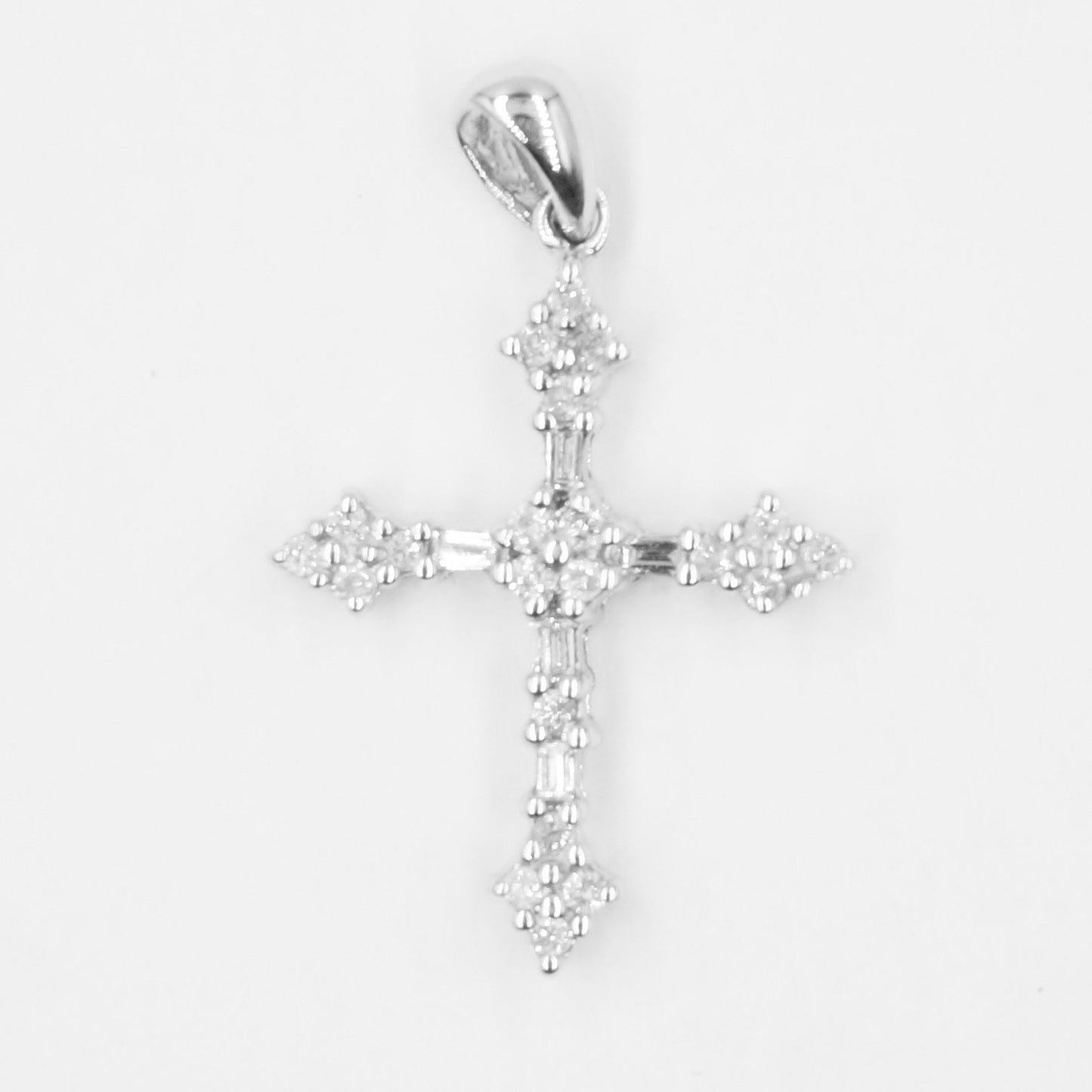 Z-14K White Gold Diamond Cross Pendant - 0.50Ct